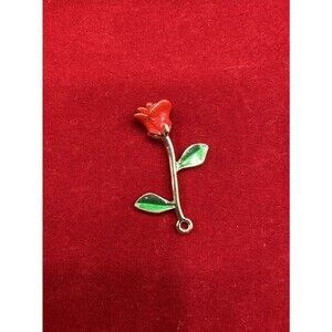 Romantic Cute Gold Tone Enamel Rose Spring Flower Pendant Bracelet Charm Set